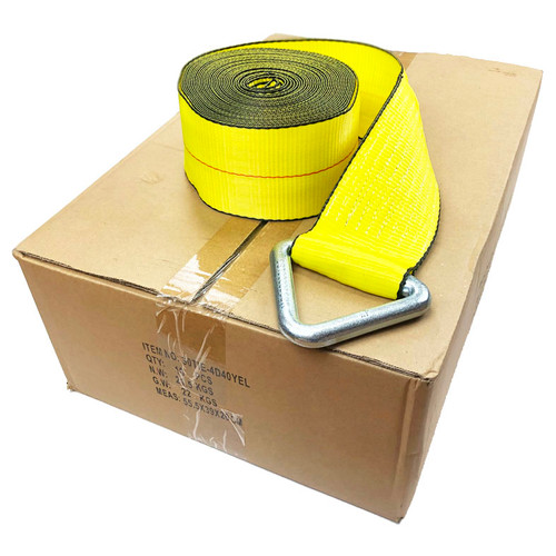 4x40 feet Polyester Winch Strap with D-Ring - 10 Pack