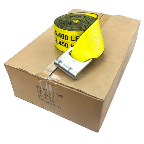 4x30 feet Polyester Winch Strap with Flat Hook - 10 Pack
