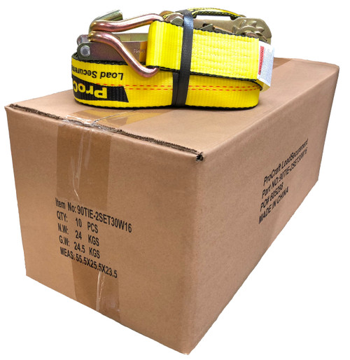 2 inch x 30 feet Ratchet Tie Down Set HD Wire Hooks 10 pce Carton