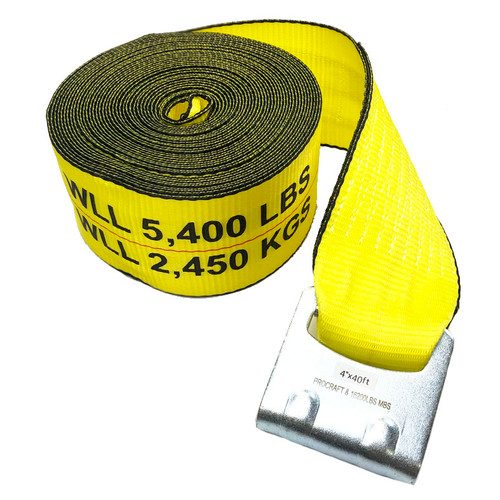 4 inch x 40 feet Polyester Winch Strap with Flat Hook