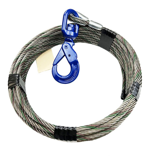 3/8x150FT 6x36 WB Winch Line c/w Swivel Self Locking Hook