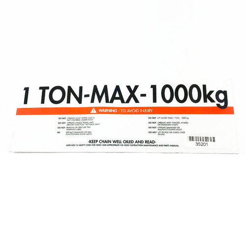 1 Ton CM Lodestar Capacity Label