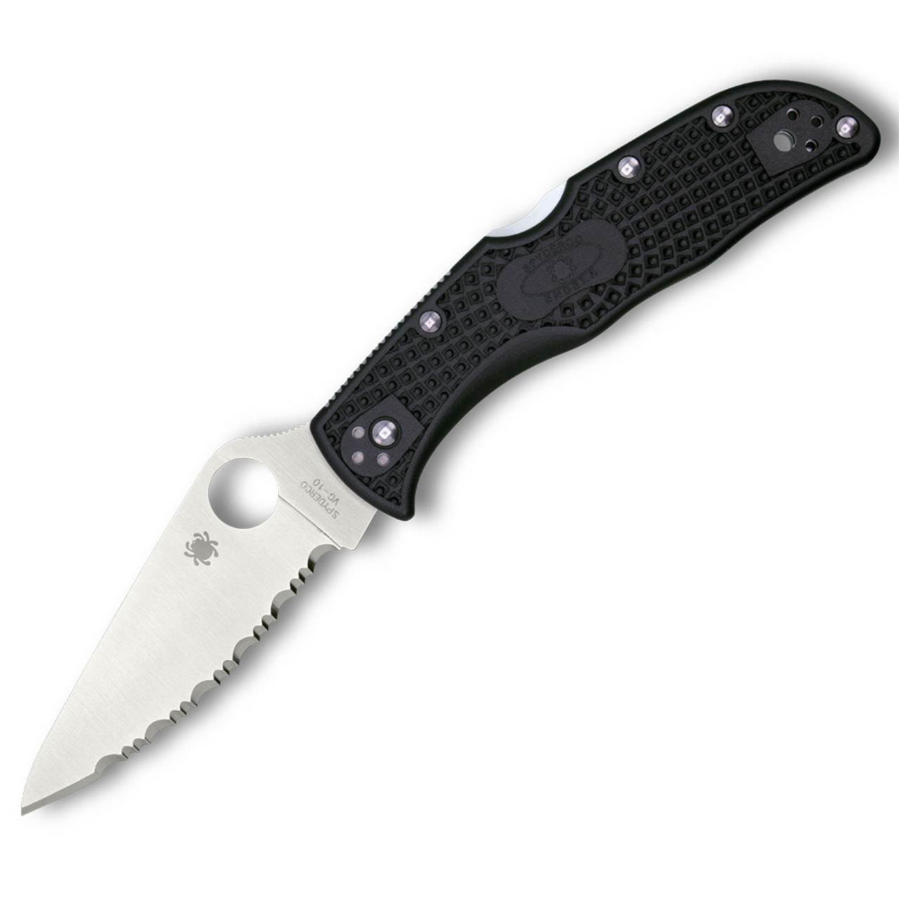 Spyderco Endela Lightweight Folding Knife Lockback Black FRN [3.41" Satin Serrated VG-10] C243SBK