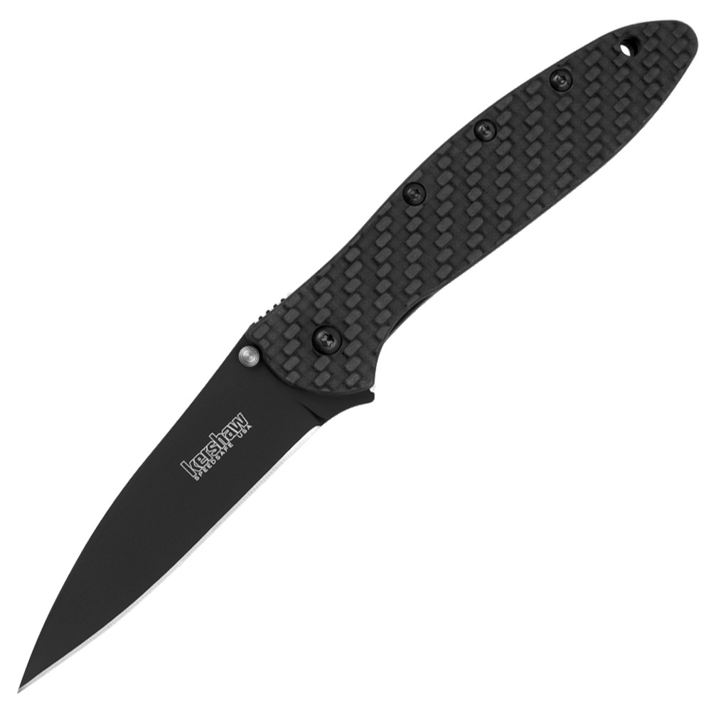 Kershaw Leek Spring Assisted Knife Black Glow Carbon Fiber [3.00" Black