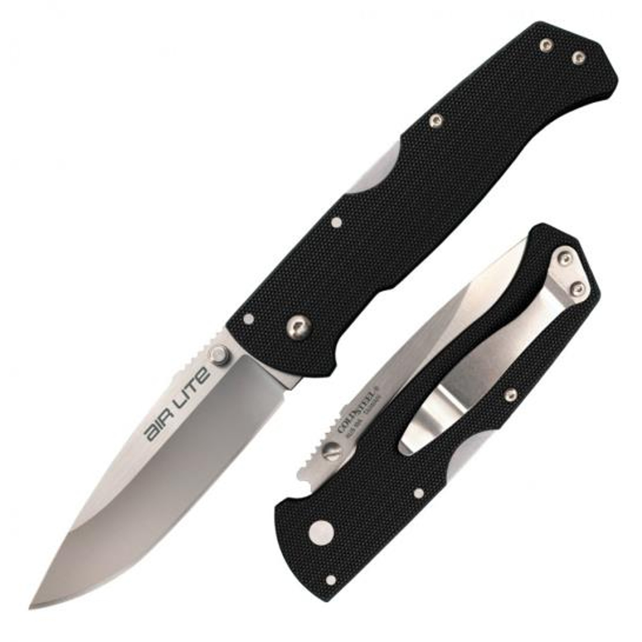 Cold Steel Air Lite Manual Knife LockBack Black G-10 [3.50" Plain Black AUS-10A] Drop Point 26WD