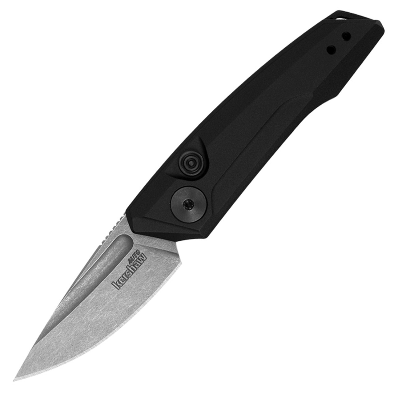 Kershaw Launch 9 Automatic Knife Black Aluminum [1.80" Plain Stonewash] Drop Point 7250