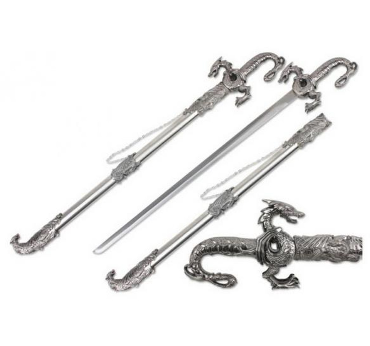 37" Dragon Sword with Metal Handle with Scabbard & Chain