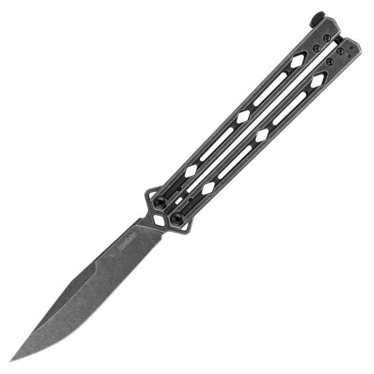 Kershaw Lucha BaliSong Butterfly Knife Latch Black Stainless Steel [4.60" Black Stonewash 14C28N
