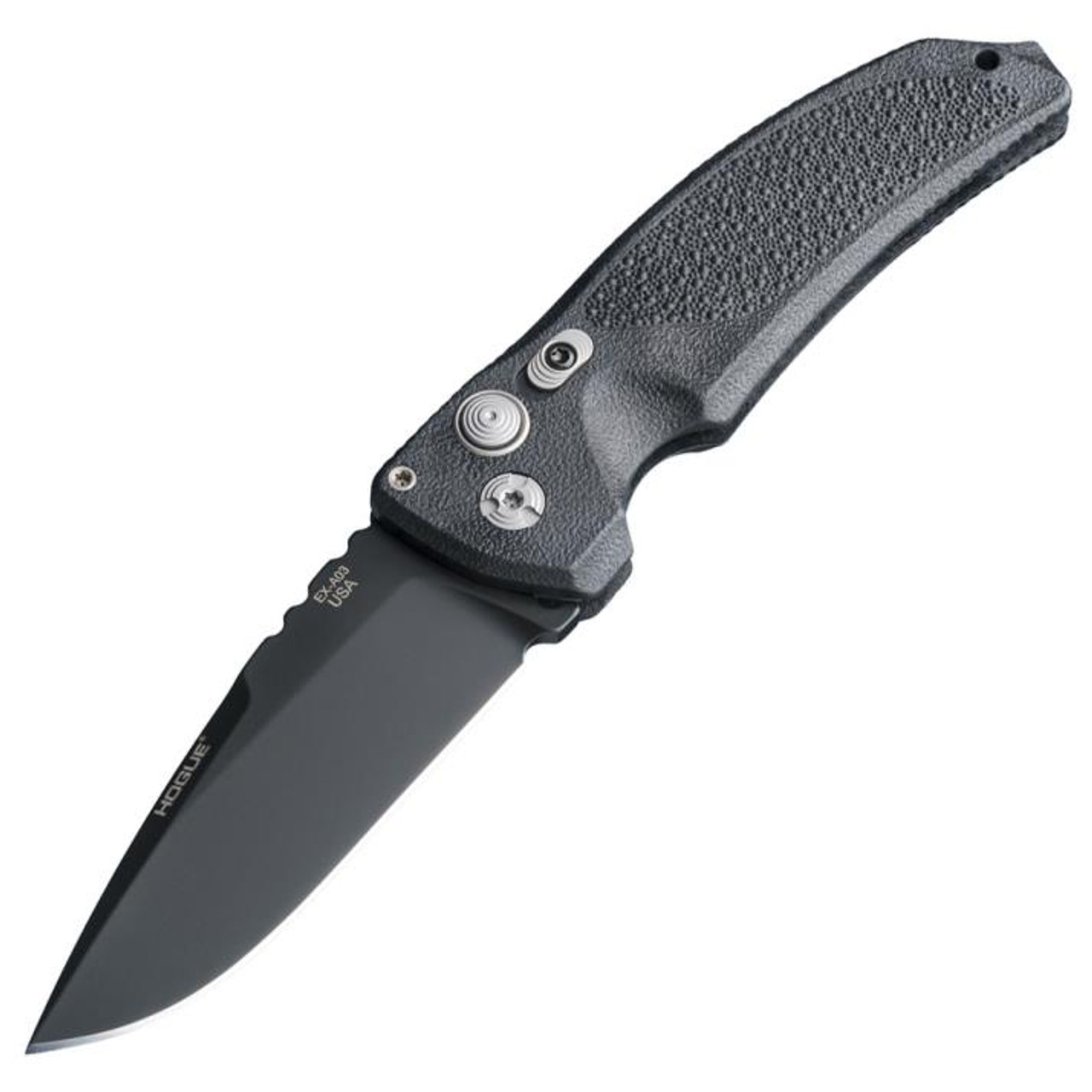 Hogue Knives EX-A03 Automatic Knife Plunge Lock Black Polymer [3.50" Black 154CM] 34330