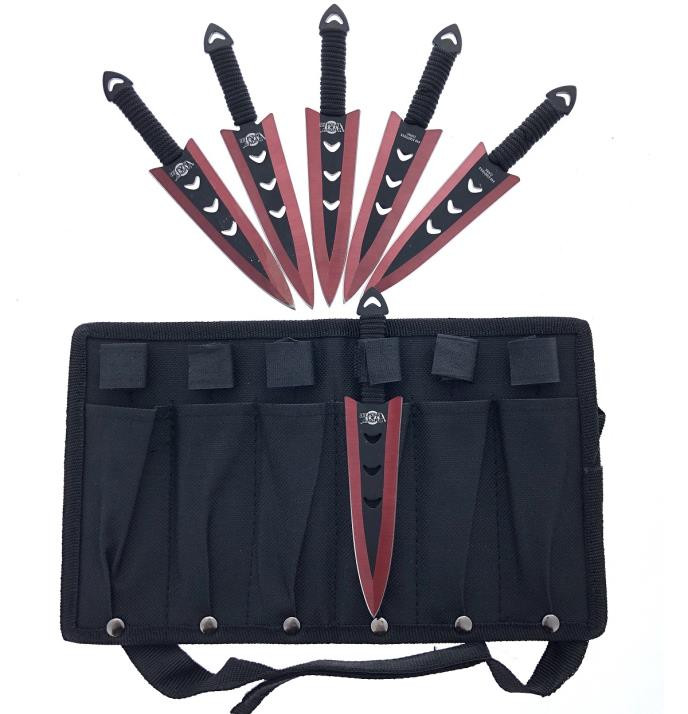 Arrow Head (Red) Throwing Knife 6pc Set 6" Pure Blades