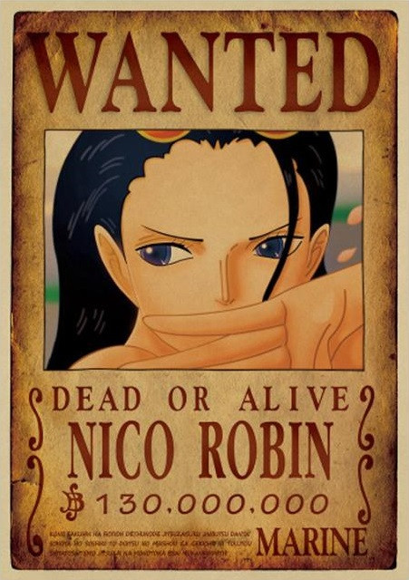 【8月22日販売最終日12時】ワンピース ニコ・ロビン WANTED Print - One Piece Wanted Poster (NICO ROBIN) 130,000,000 - Pure Blades