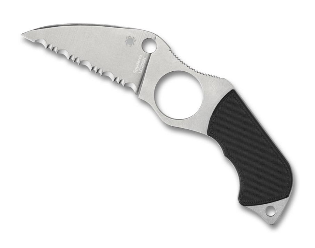 Swick 6 (Full Serrated) Fixed Blade Knife G-10 [1.90" Satin LC200N] Spyderco FB14S6