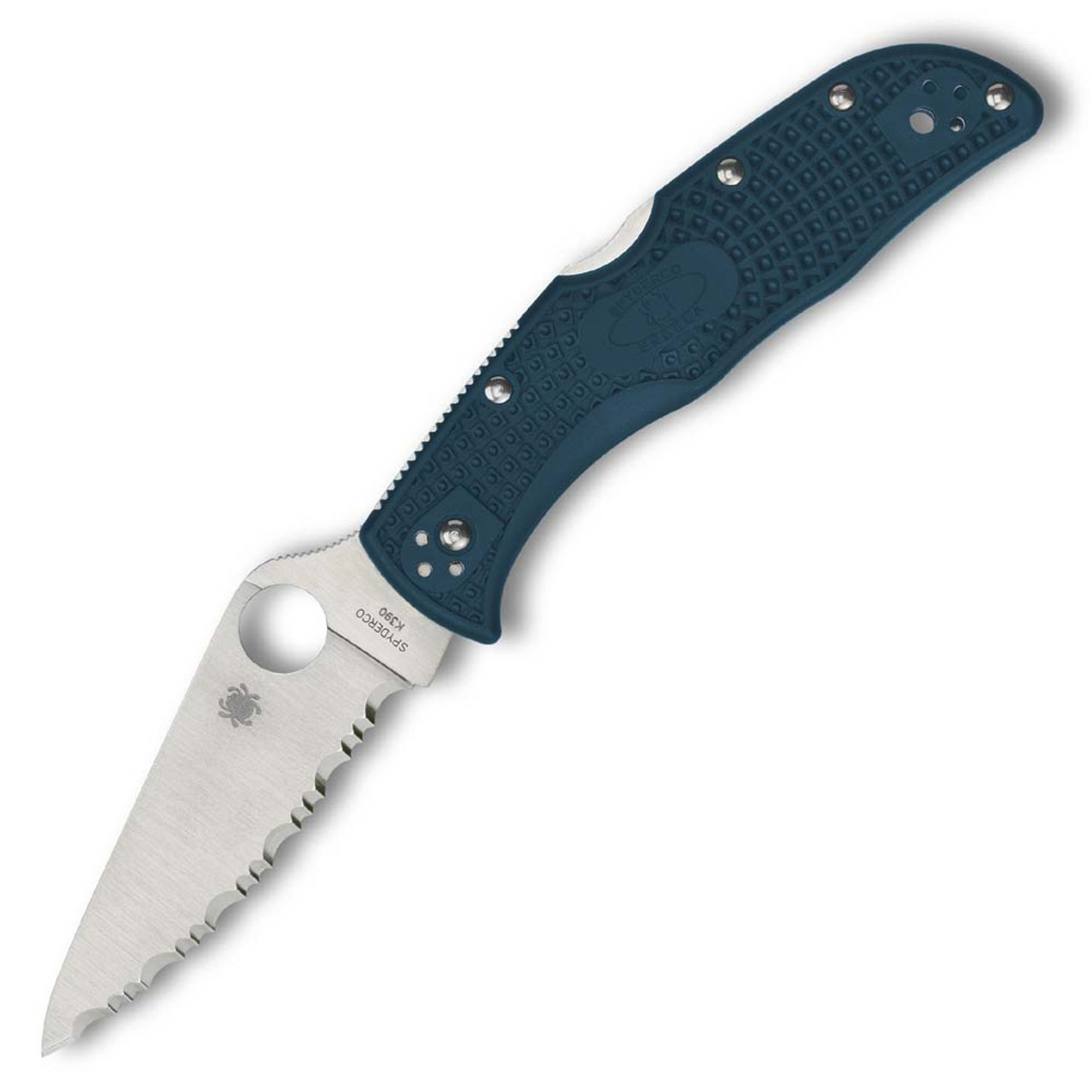 Endela Full Serrated Blue Knife FRN [3.4" Satin K390] Spyderco C243FSK390