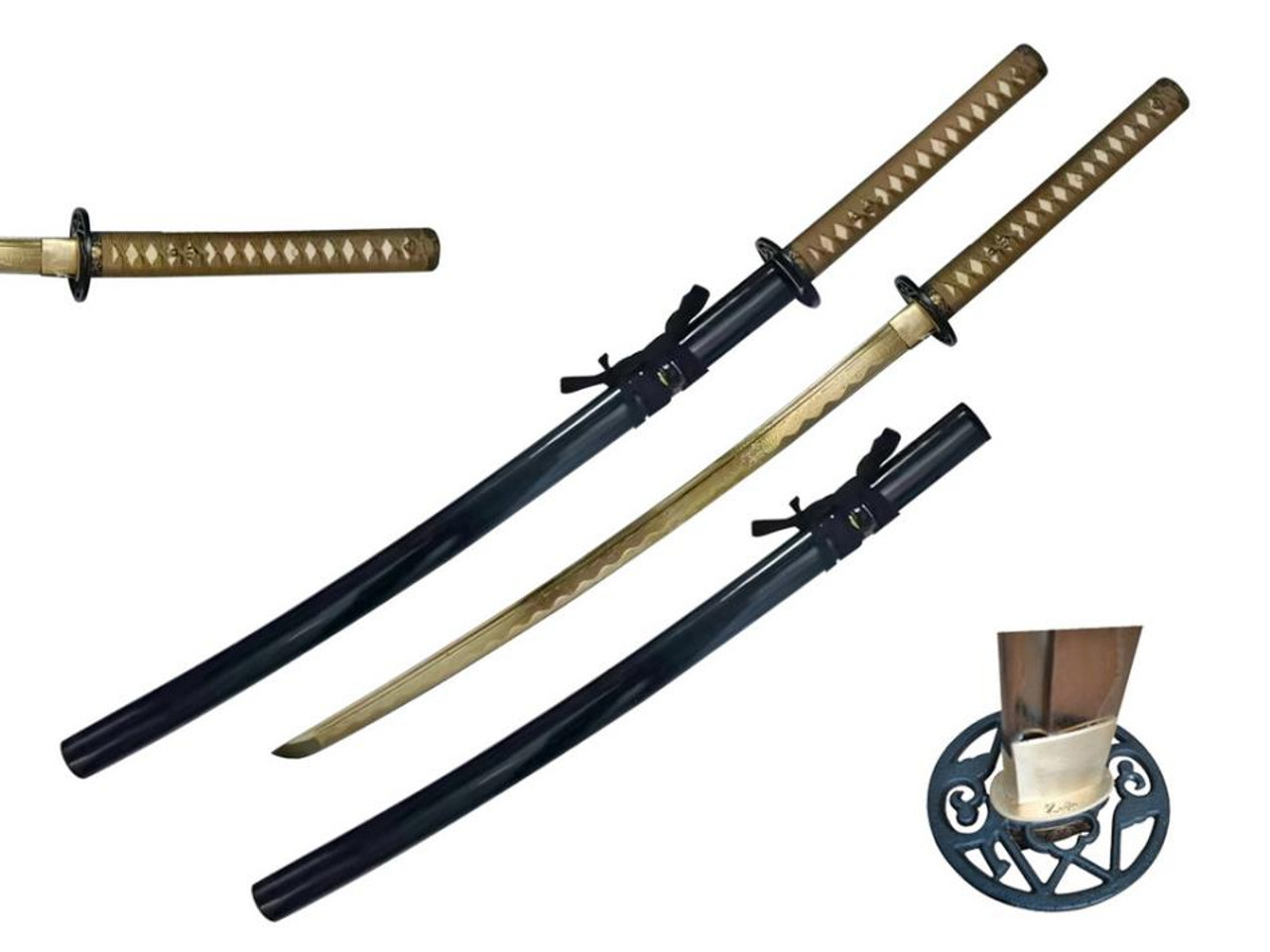 Hand Forge Gold Wrap Handle [Gold Damascus 1045/1060] Samurai Sword