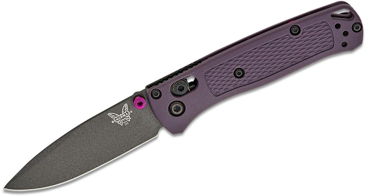 Benchmade Mini Bugout Dark Purple AXIS Pocket Knife (2.82" Tungsten Gray Cerakote S30V) 533GY-09