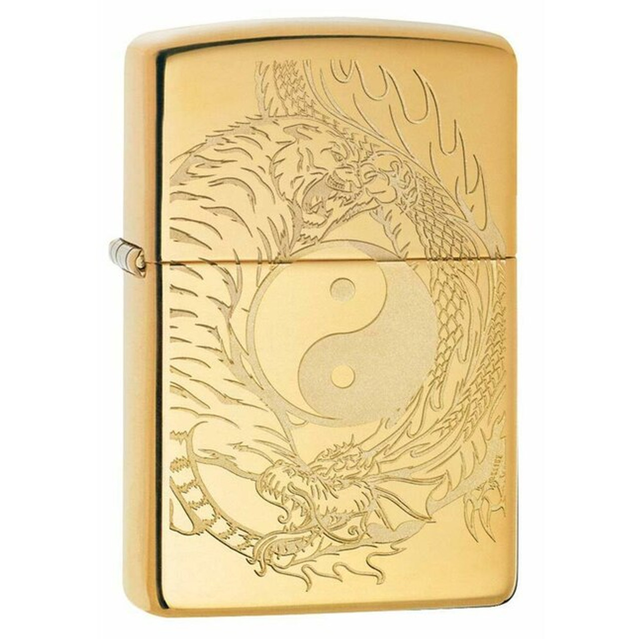 Tiger and Dragon Design Gold Zippo