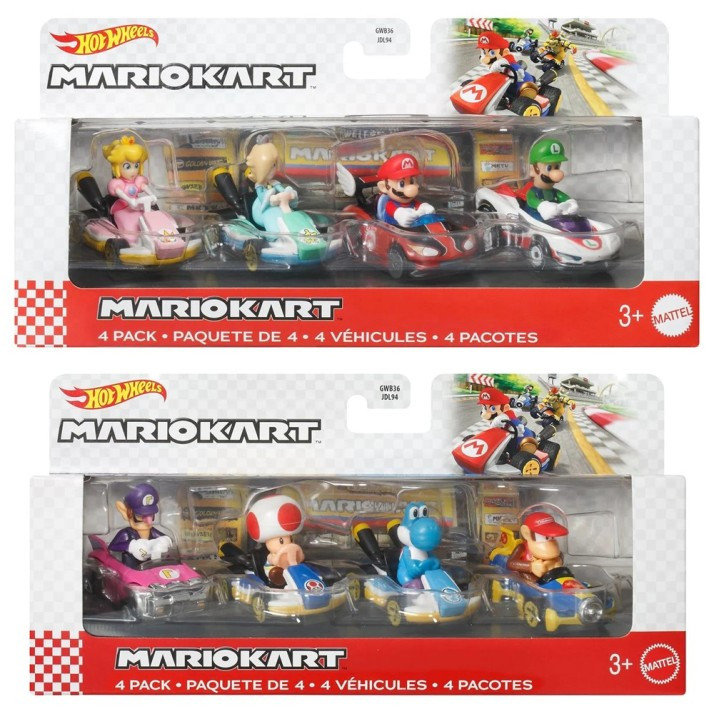 Hot Wheels - Mario Kart Vehicle - Mix 3 (4-Pack) 1 Random Box