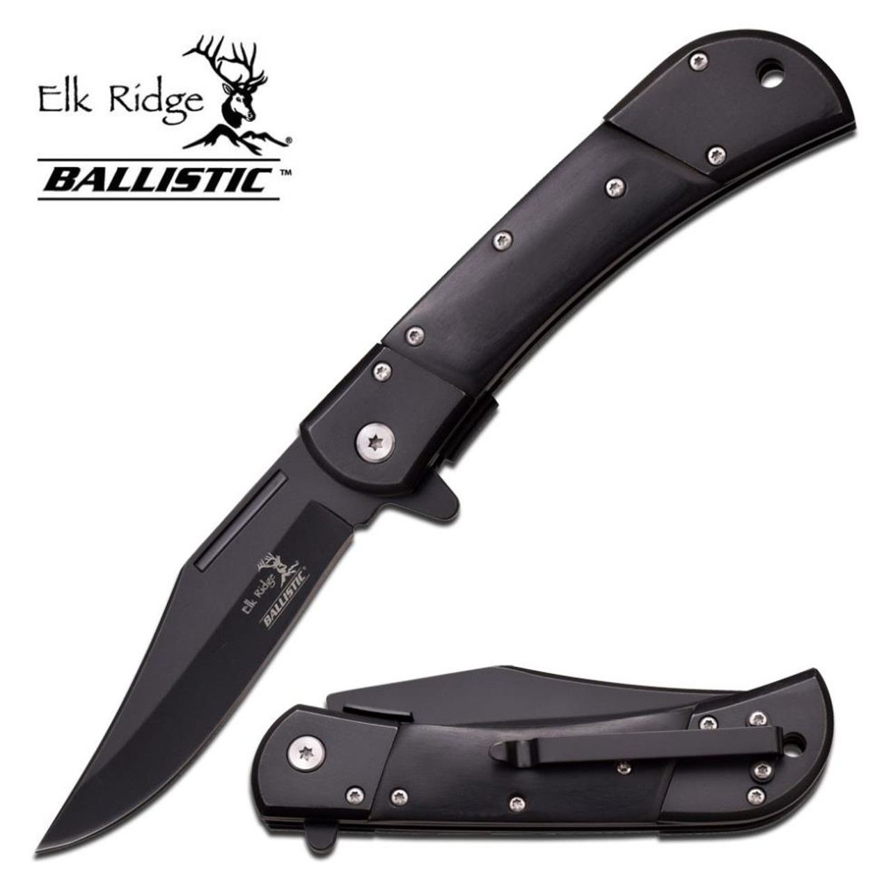 Black A/O Pocket Knife Ballistic Elk Ridge