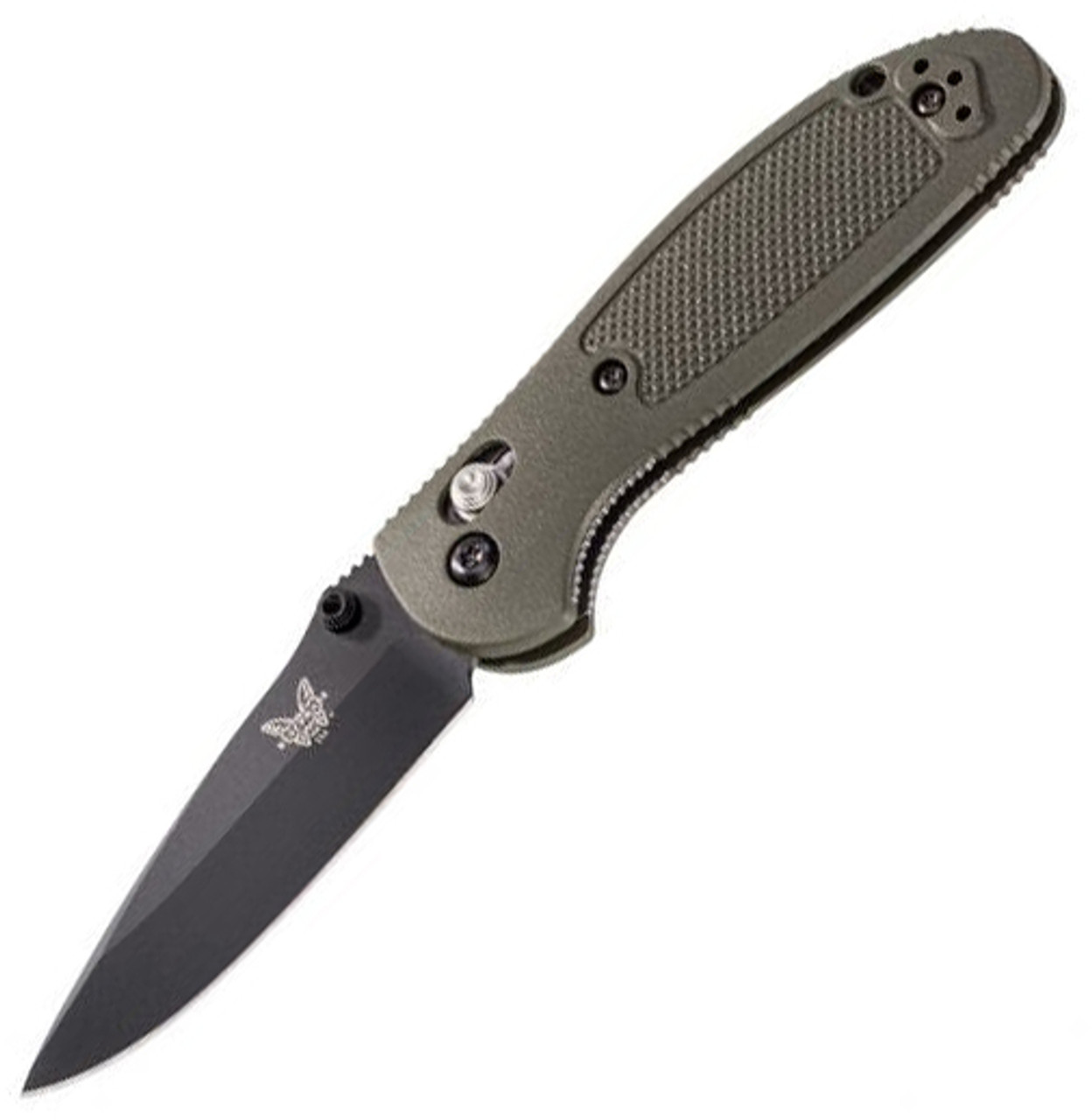 Benchmade Mini Griptilian Pardue Folding Knife AXIS Lock OD Green Nylon [2.91" Black S30V] 556BKOD-S30V