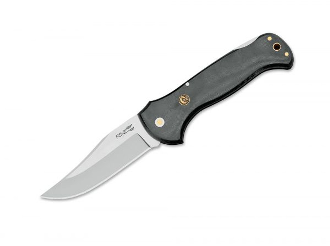 Fox Knives Forest 575 Manual Knife LockBack Black Micarta [3.0" Satin Plain 440C] Clip Point 01FX068