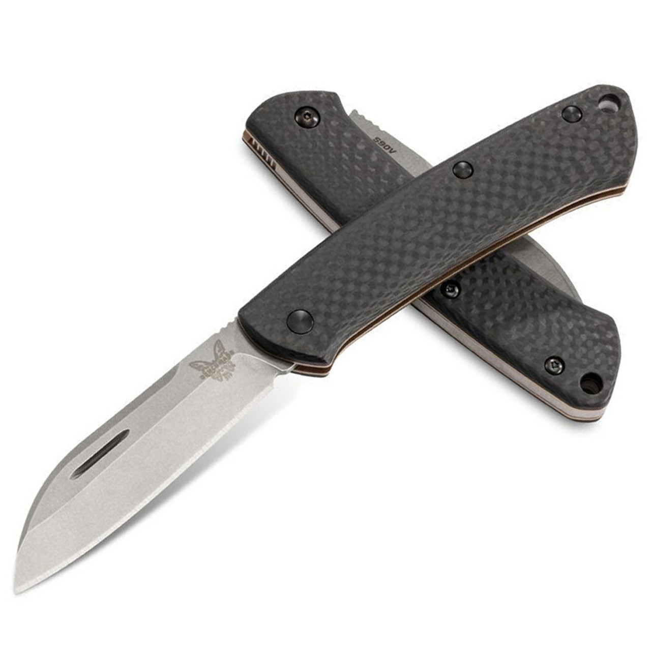 Benchmade Proper Folding Knife Slipjoint Black Carbon Fiber [2.82" Stonewash S90V] 319-2