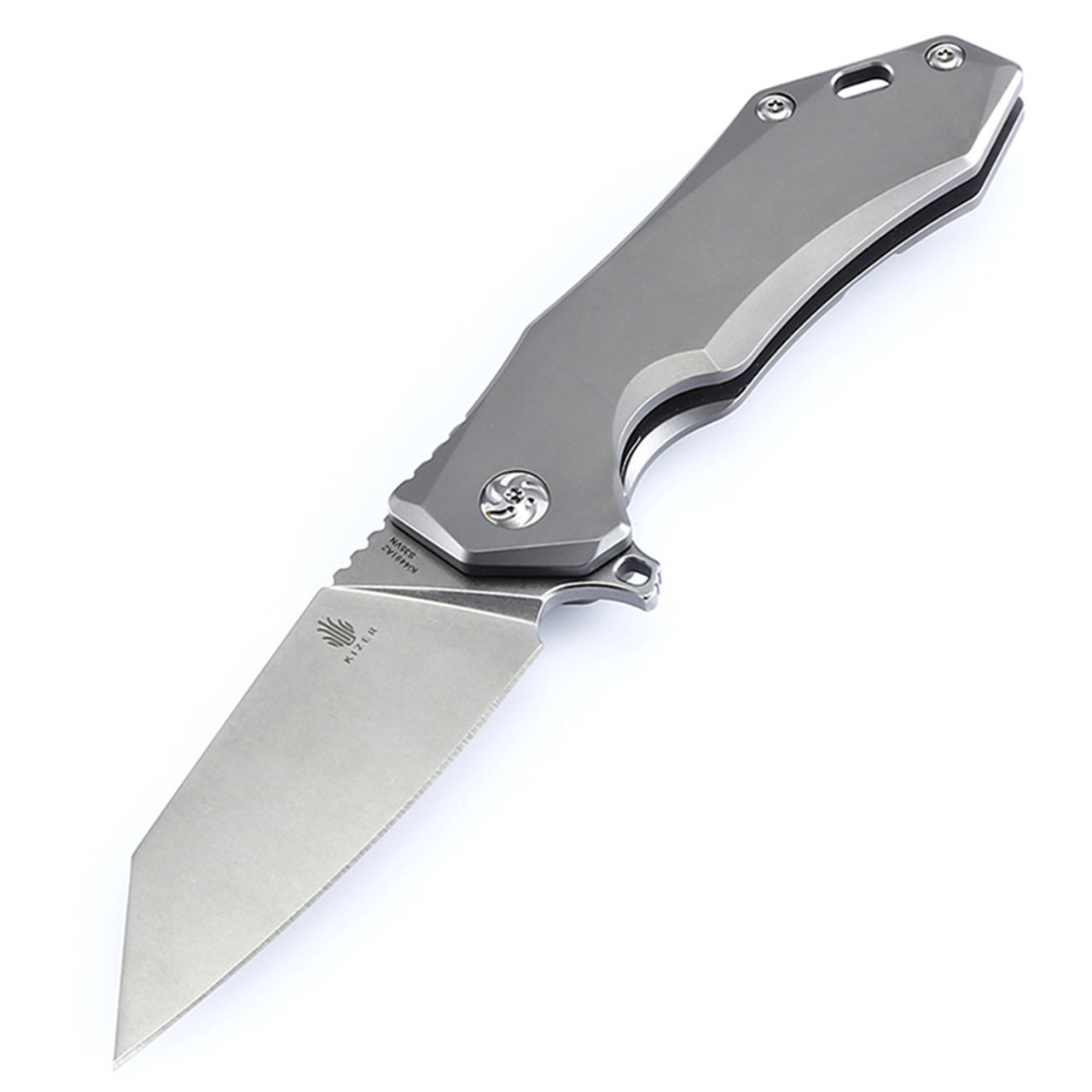 Kizer Uprising Manual Knife Frame Lock Gray Titanium [3.625" Satin S35VN] Wharncliffe Ki4491A2