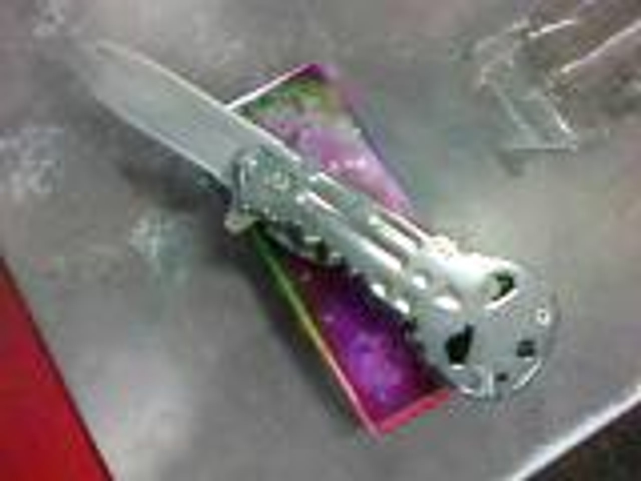 Jumbo (SILVER) Skull Spring Assisted Pocket Knife
