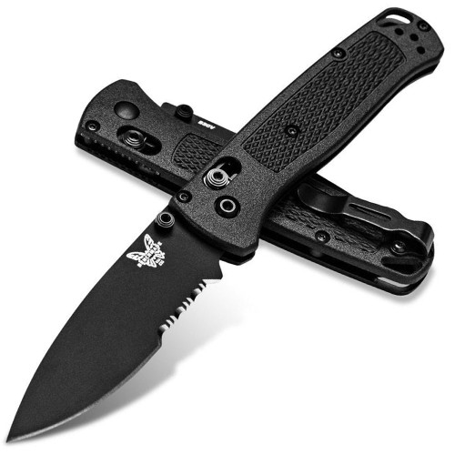 Benchmade Bugout (Serrated) Folding Knife AXIS Lock Black CF-Elite [3.24" Black S30V] 535SBK-2