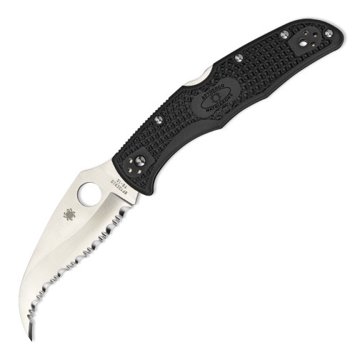 Spyderco Matriarch 2 Folding Knife Lockback Black FRN [3.55" Satin Serrated VG-10] Hawkbill C12SBK2