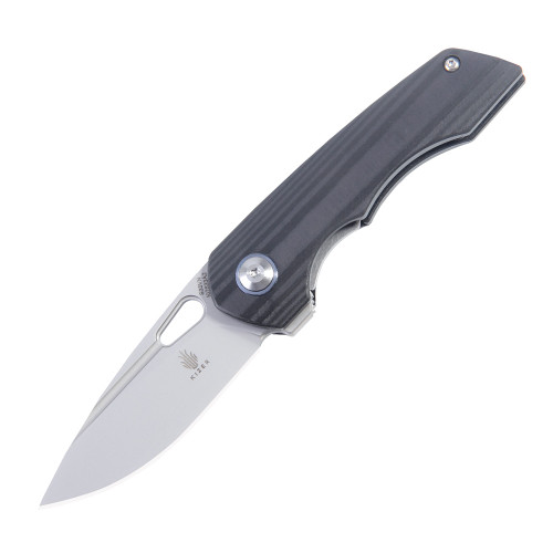 Kizer Microlith Manual Knife Liner Lock Black Carbon Fiber [2.48" Bead Blast S35VN] Drop Point Ki2533A2