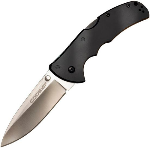 Cold Steel Code 4 Manual Knife Lockback Black Aluminum [3.50" Plain Satin S35VN] Spear Point CS58PAS