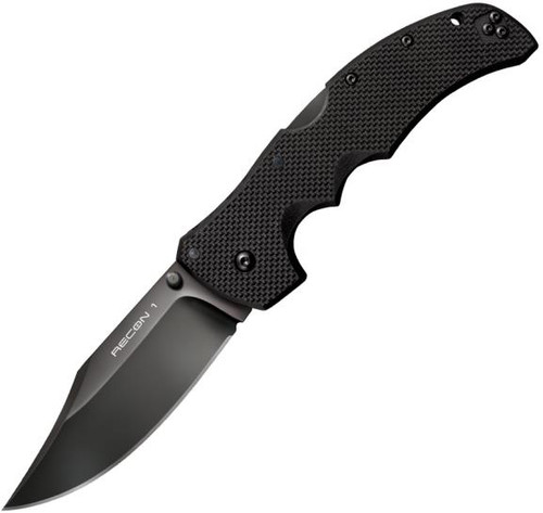 Cold Steel Recon 1 Manual Knife Lockback Black G-10 [4.0" Black Plain S35VN] Clip Point CS27BC