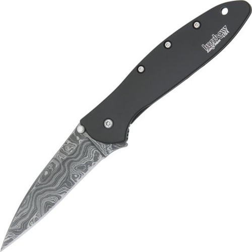 Kershaw Leek Spring Assisted Knife Black Stainless Steel [3.00"Damascus] Wharncliffe 1660DAMBK