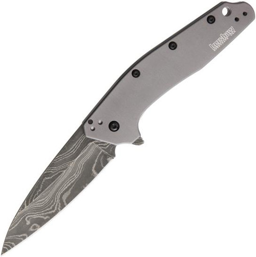Kershaw Dividend Spring Assisted Knife Gray Aluminum [3.00" Damascus] Wharncliffe 1812GRYDAM