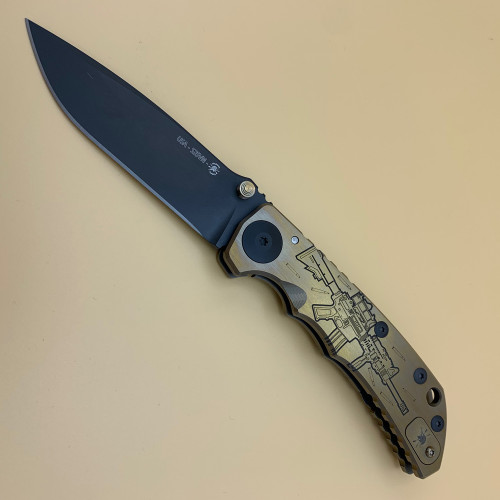 Spartan Knives Special Edition Harsey M4 Rifle Manual Knife Frame Lock Bronze Titanium [3.875" Black S35VN] Drop Point SF5M4RIFLE