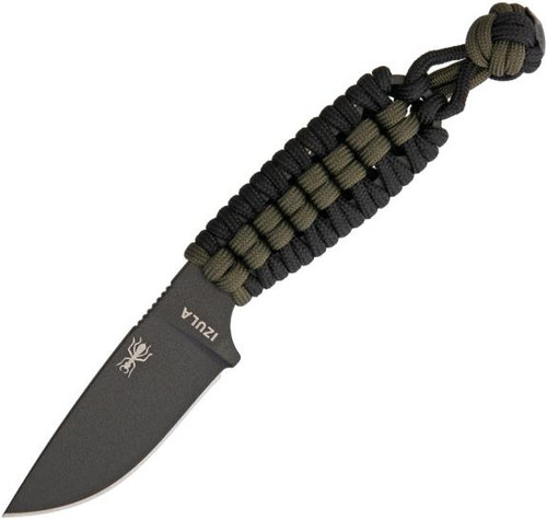 ESEE Izula Fixed Blade Knife OD Green/Black Cord [2.875" Plain Black] Drop Point ESIBPC2