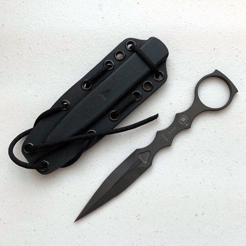 Spartan Knifes CQB Fixed Blade Knife Black Stainless Steel [2.875" Black 154CM] Dagger SB9BK