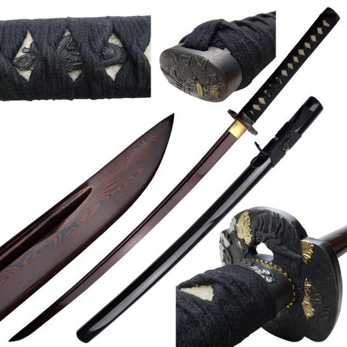 40.25" Raiden Series Hand Forged Black Damascus Samurai Sword