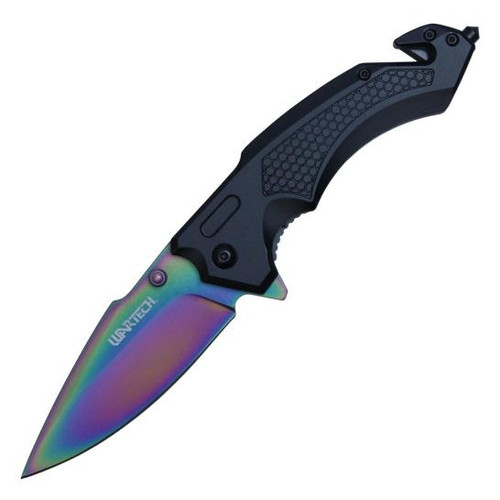 Wartech Rescue Black Handle (RAINBOW) Blade AO Pocket Knife