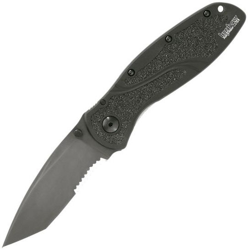 Kershaw Blur Spring Assisted Knife Black Aluminum [ 3.375" Serrated Black ] Tanto 1670TBLKST