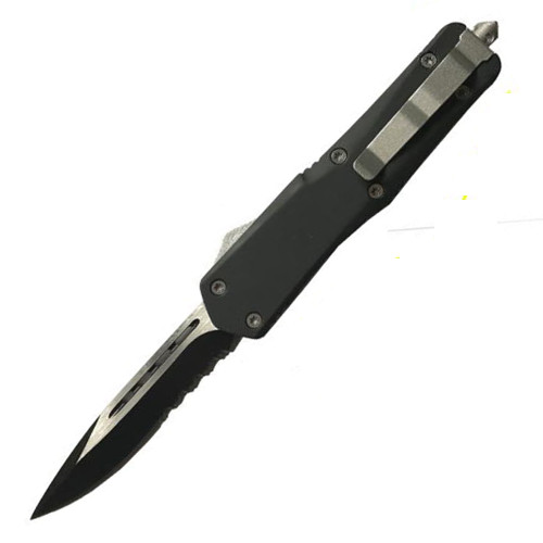 OTF Pocket Knife Heavy [Side] DP Serrated (BLACK)