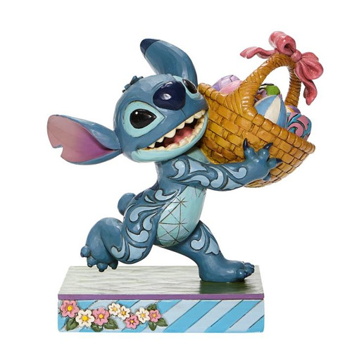 Disney Lilo & Stitch Running w/ Easter Basket Enesco Statue
