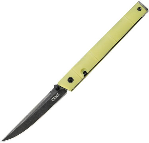 CRKT CEO Bamboo Folding Knife Liner Lock GRN Yellow [3.10" Black 8Cr13MoV] 7096YGK