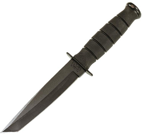 Ka-Bar Short Tanto Fixed Blade Knife Black Kraton [5.25" Plain Black] Tanto 1254