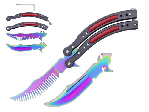 Butteryfly Training Knife Curve (Rainbow/Red/Black) with Comb/Trainer Blade