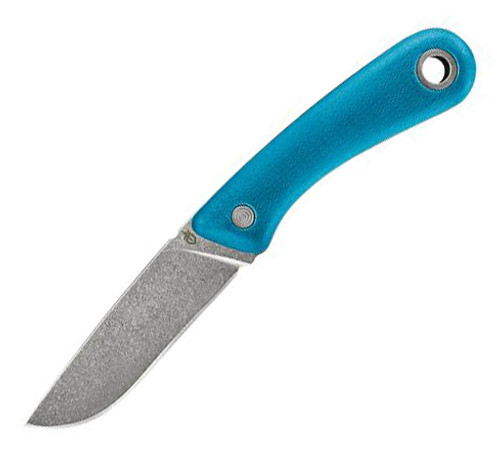 Geber Spine Fixed Blade Blue Rubber [3.75" Satin Plain] Drop Point