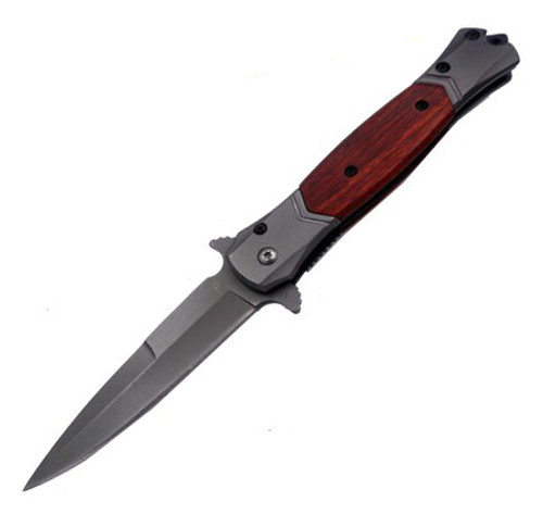 Stiletto (Brown) w/ Glass Breaker A/O Pocket Knife