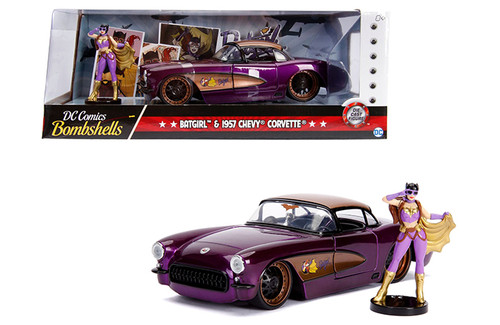 Model Car - 1:24 Batgirl Purple DC Comic Chevy 1957 Corvette