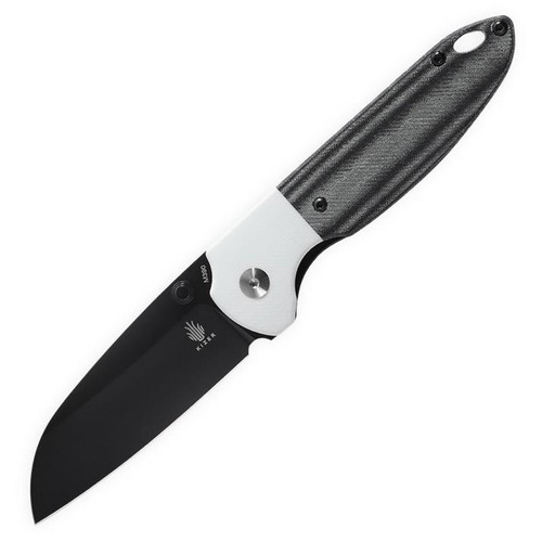 Kizer Deviant Manual Knife White/Black G-10, Micarta [3.00" Plain Black] Sheepsfoot V3575