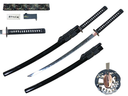Black Handmade Samurai Sword 41" (9260 Spring Steel Differentially Hardened) T648702